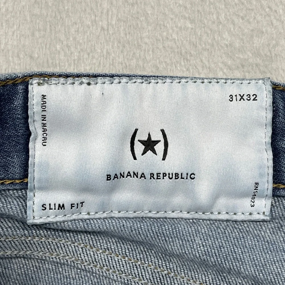Banana Republic Slim Fit Jeans Mens 31x32 Blue Distressed Stretch Denim
